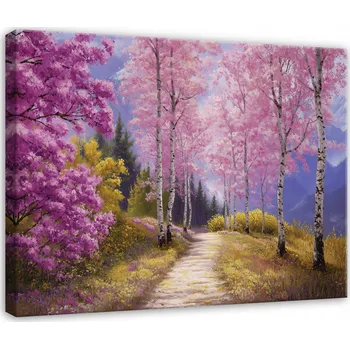 Obraz OBRAZ LES BŘÍZY STROMY PŘÍRODA KRAJINA DO LOŽNICE OBÝVACÍHO POKOJE NA PLÁTNĚ 40x30