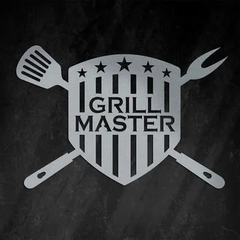 Obraz Dřevěný obraz do kuchyně - Grill Master, Stříbrná | DUBLEZ