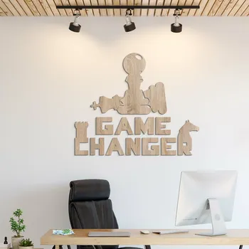 Samolepící dekorace Dřevěná samolepka - Game Changer a šachy, Dub Sonoma | DUBLEZ