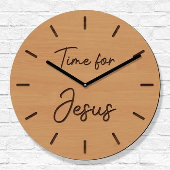 Hodiny Křesťanské hodiny na zeď - Time for Jesus, Buk | DUBLEZ