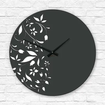 Hodiny Luxusní nástěnné hodiny - Fleur, Antracitově-šedá | DUBLEZ