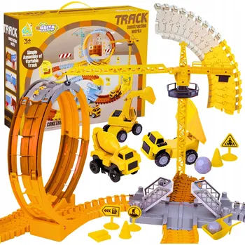 autodráha Skládací autodráha Staveniště s jezdícími nákladními auty a pohyblivým jeřábem