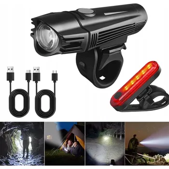 Cyklosvítilna PŘEDNÍ A ZADNÍ SVĚTLO NA KOLO LED SILNÉ NABÍJECÍ SET