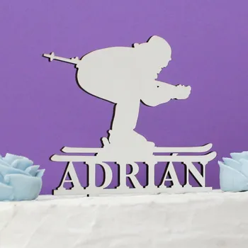 Obraz Dřevěný zápich na dort se jménem - Lyžař | DUBLEZ