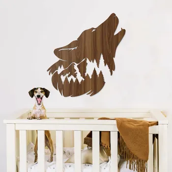 Obraz Dřevěná 3D samolepka - Vlk samotář, Ořech | DUBLEZ