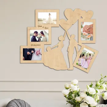 Obraz Svatební rámeček na fotky se jmény a datem, Javor | DUBLEZ