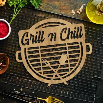 Obraz Dřevěná výzdoba do kuchyně - Grill n Chill, Dub zlatý | DUBLEZ