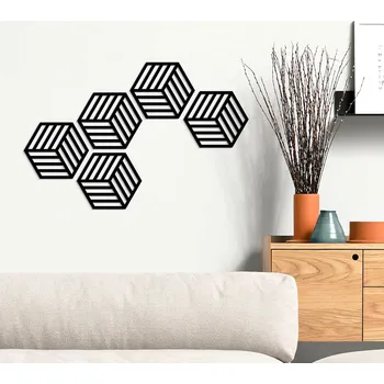 Obraz Dřevěný obraz na zeď - Hexagon (5 ks) | DUBLEZ