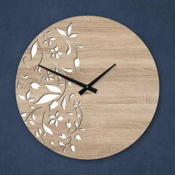 Hodiny Luxusní nástěnné hodiny - Fleur, Dub Sonoma | DUBLEZ
