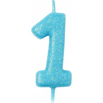 Svíčka Modrá TŘPYTIVÁ Narozeninová svíčka Modrá ČÍSLICE 1
