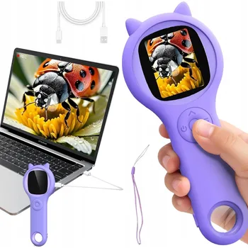 Mikroskop Digitální kapesní optický mikroskop pro děti s LED osvětlením, zvětšení 200X HD