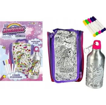 Láhev LAHEV NA PITÍ KREATIVNÍ LÁHEV + TAŠKA NA MALOVÁNÍ S NÁLEPKAMI A TUŽKAMI 500 ML