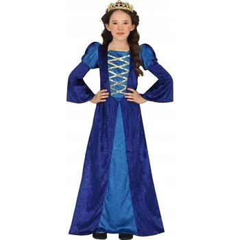 Karnevalový kostým KOSTÝM MALÉ STŘEDOVĚKÉ DÁMY MODRÝ PRINCEZNA KARNEVAL 116