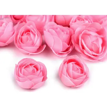 umělá květina Textilní květ růže Ø3,5 cm, malé, 4 růžová sv.
