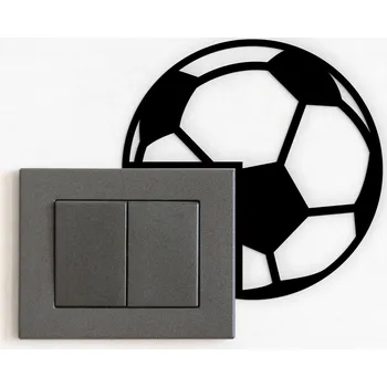 Obraz Dřevěná samolepka na vypínač - Fotbalový míč, Černá | DUBLEZ