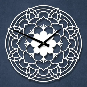 Hodiny Nástěnné hodiny s mandalou - Rozpuk, Bílá | DUBLEZ