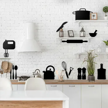 Obraz Dřevěné samolepky na zeď do kuchyně, Černá | DUBLEZ
