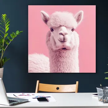 Obraz Růžový obraz - Lama | DUBLEZ