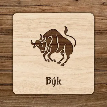 Podtácek Dřevěný podtácek - Znamení zvěrokruhu býk | DUBLEZ