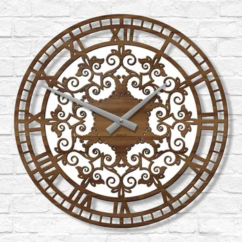 Hodiny Dřevěné nástěnné hodiny - Ornamenty, Ořech | DUBLEZ