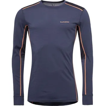 Pánské termoprádlo tričko Klimatex Tasman Merino LS - Dark Blue/Orange XL