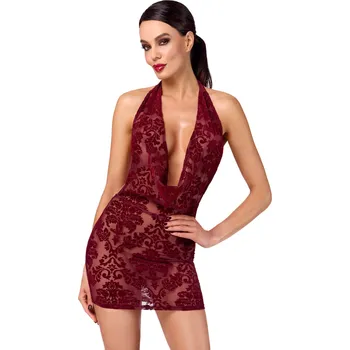 Dámské erotické šaty Noir Handmade F385 Kink Royal Cascade Mini Dress Burgundy Velikost XL
