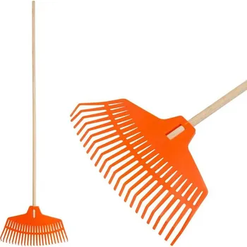 Hrábě Strend Pro Garden Hrábě na listí Strend Pro R132, 23 zubů, 42 cm, plastové, dřevěná násada 1500 mm, celková délka 163cm