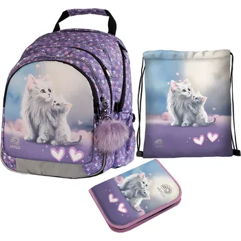 Set školních potřeb Školní taška Ulitaa - Kočky, 3dílný set