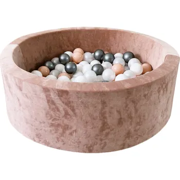 Suchý bazén Světmimi Dětský bazén KULATÝ 90 x 30 cm VELVET béžový Poček kuliček: bez míčků