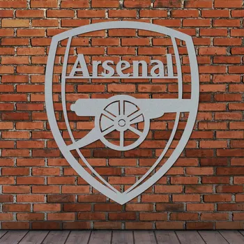 Obraz Logo fotbalového klubu ze dřeva - Arsenal, Stříbrná | DUBLEZ
