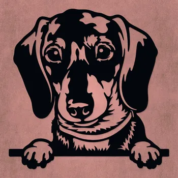 Obraz Dřevěný 3D obraz pes - Jezevčík, Černá | DUBLEZ