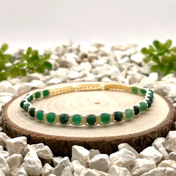 Náramek Certom Macramé náramek se zeleným achátem na žlutém nylonu 0340