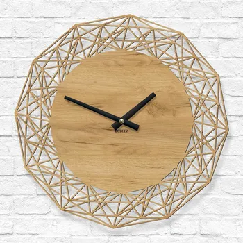 Hodiny Nástěnné hodiny do obýváku - Linea, Dub zlatý | DUBLEZ