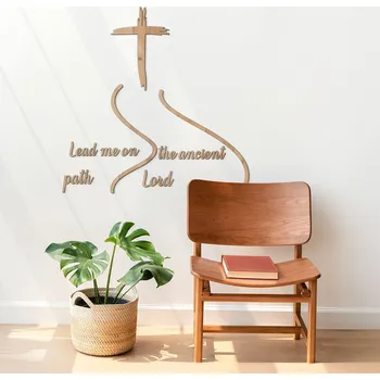 Samolepící dekorace Dřevěný citát z Bible - Lead me on the ancient path, Lord, Dub zlatý | DUBLEZ