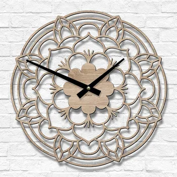 Hodiny Nástěnné hodiny s mandalou - Rozpuk, Dub Sonoma | DUBLEZ