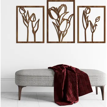 Obraz 3-dílná dekorace na stěnu - Tulipány v rámu | DUBLEZ