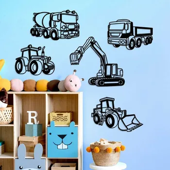 Obraz Dřevěná nálepka do dětského pokoje - Autíčka 5 ks, Černá | DUBLEZ