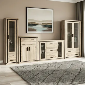 Obývací stěna Obývací stěna DALLAS s | sestava C | 4 díly | 409 cm | sonoma