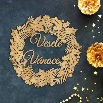 Věnec DUBLEZ Vánoční věnec na dveře - Veselé Vánoce