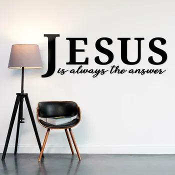 Samolepící dekorace Dřevěná samolepka - JESUS is always the answer, Černá | DUBLEZ