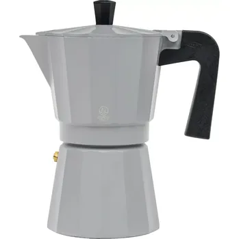 Varná konvice LEOPOLD VIENNA Moshi Moka konvička, hliník, šedá, 6 šálků, výška: 210 mm, délka: 175 mm