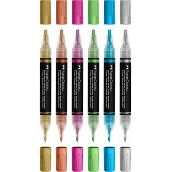 AKRYLOVÉ POPISOVAČE BLACK EDITION, 6 BAREV FABER-CASTELL