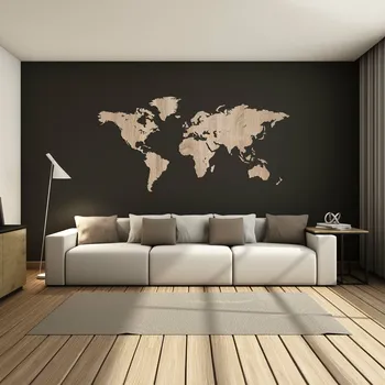 Dřevěná 3D mapa světa na zeď , Dub Sonoma | DUBLEZ