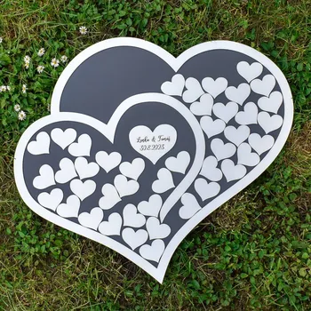 Svatební dekorace Dřevěná svatební kniha hostů - Srdce | DUBLEZ