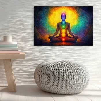 Obraz Dřevěný obraz meditace - Jóga a čakry | DUBLEZ