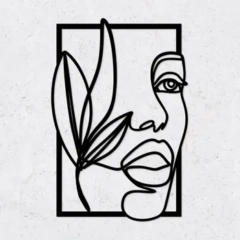 Obraz Dřevěný line art obraz - Múza, Černá | DUBLEZ