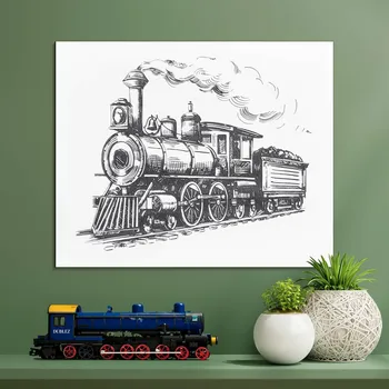 Obraz Dřevěná dekorace do obývacího pokoje - Lokomotiva, vlak | DUBLEZ
