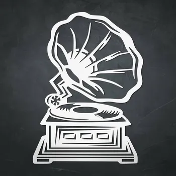 Obraz Dřevěný vintage obraz - Gramofon, Bílá | DUBLEZ
