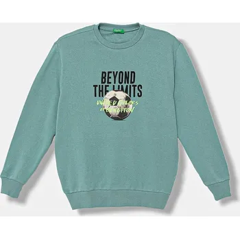 Chlapecké oblečení Dětská bavlněná mikina United Colors of Benetton tyrkysová barva, hladká, 3J68C10QK 3J68C10QK.G.seasonal 06X, vel. 170