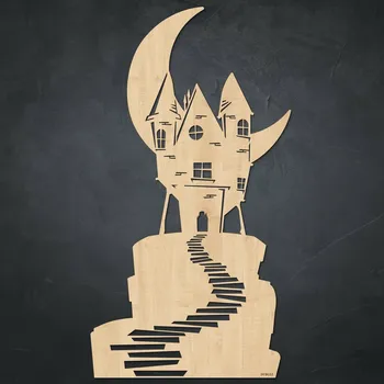 Obraz Dřevěná dekorace na Halloween - Strašidelný dům, Javor | DUBLEZ